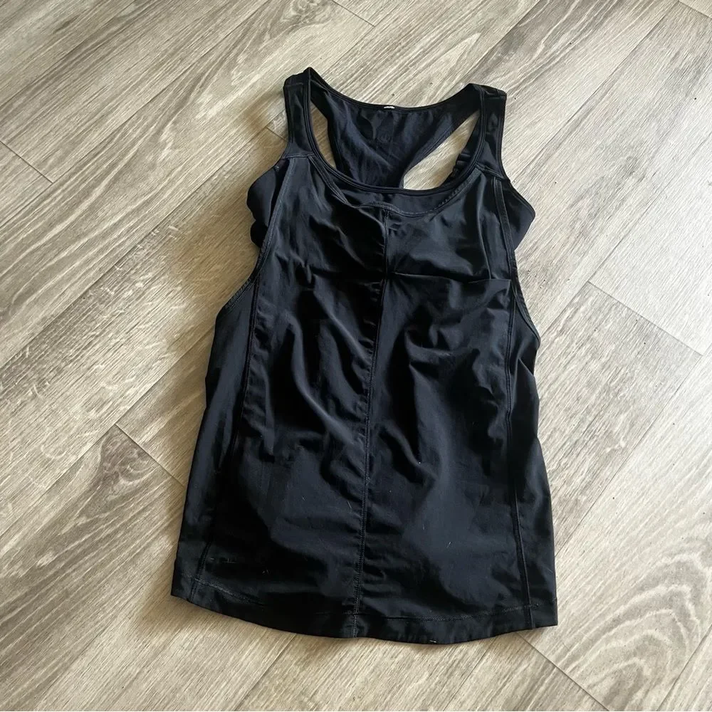 lululemon black athletic tank with built in sport bra size 8